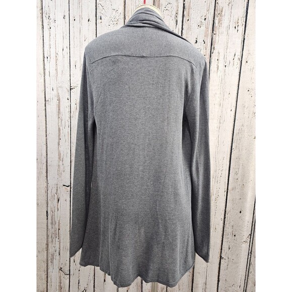 LM Women's S Cullen Silk Cotton Open Front Light Weight Cardigan Sweater in Gray - Picture 3 of 8